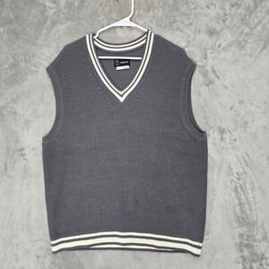 Original Use Mens Gary V Neck Striped Sweater Vest Size L Preppy Layer Academia